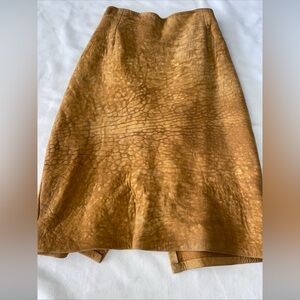 Vintage 90s Y2K Contempo Casuals Suede Leather Knee Length Skirt Women’s Size 4